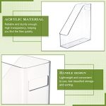 6 Pieces Clear Acrylic Magazine File Holder Plastic Desk Organizer with Handle Basics Vertical Magazine Rack Desk Folder Document Storage Organizer for Office Home School Work Study Desktop Supplies - Image 5